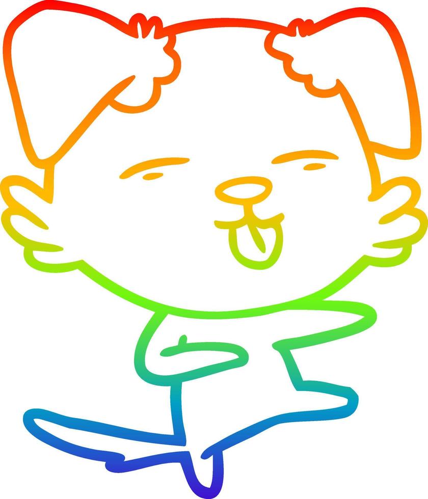 rainbow gradient line drawing cartoon dog dancing vector