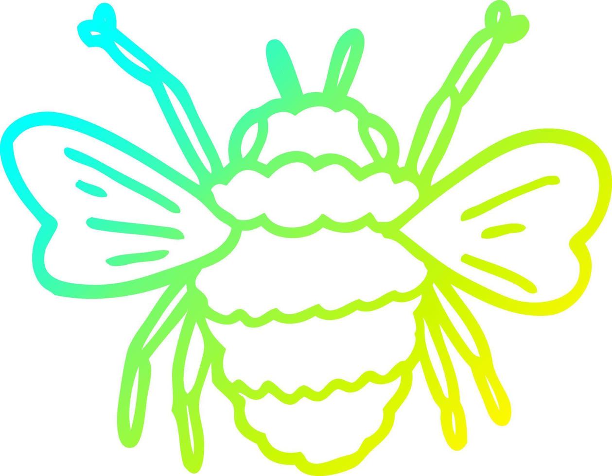 cold gradient line drawing cartoon bumble bee vector