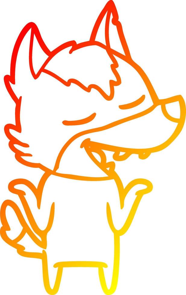 warm gradient line drawing cartoon wolf laughing vector