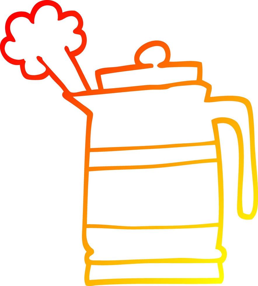 warm gradient line drawing cartoon kettle vector