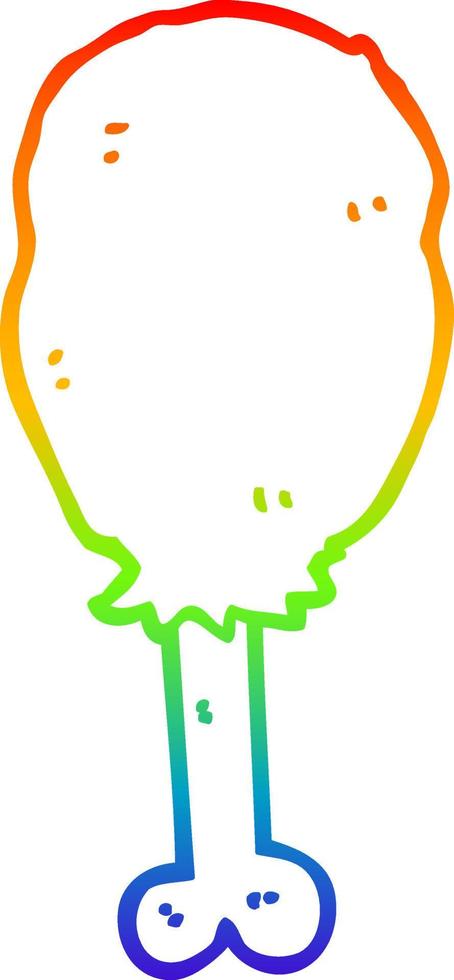 rainbow gradient line drawing cartoon chicken leg vector