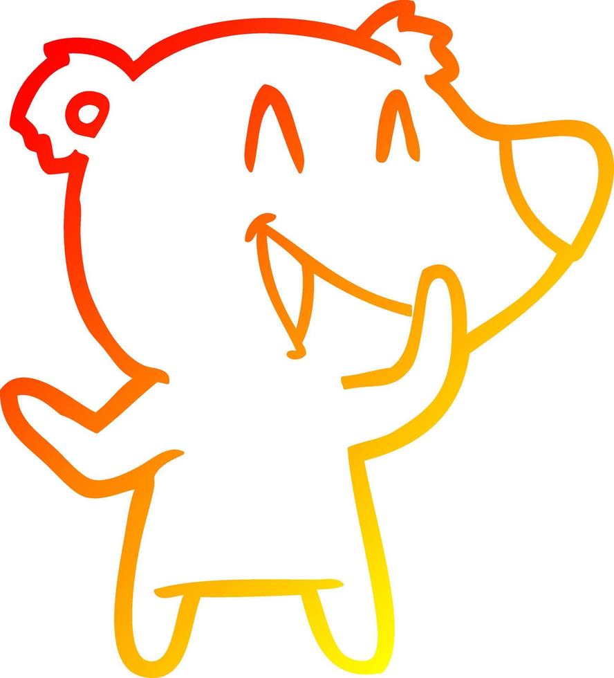warm gradient line drawing laughing bear cartoon vector