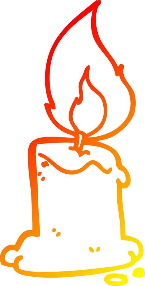 warm gradient line drawing cartoon candle vector