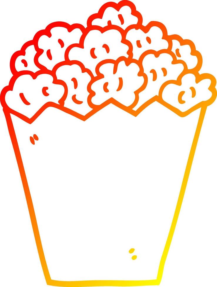 warm gradient line drawing cartoon cinema popcorn vector