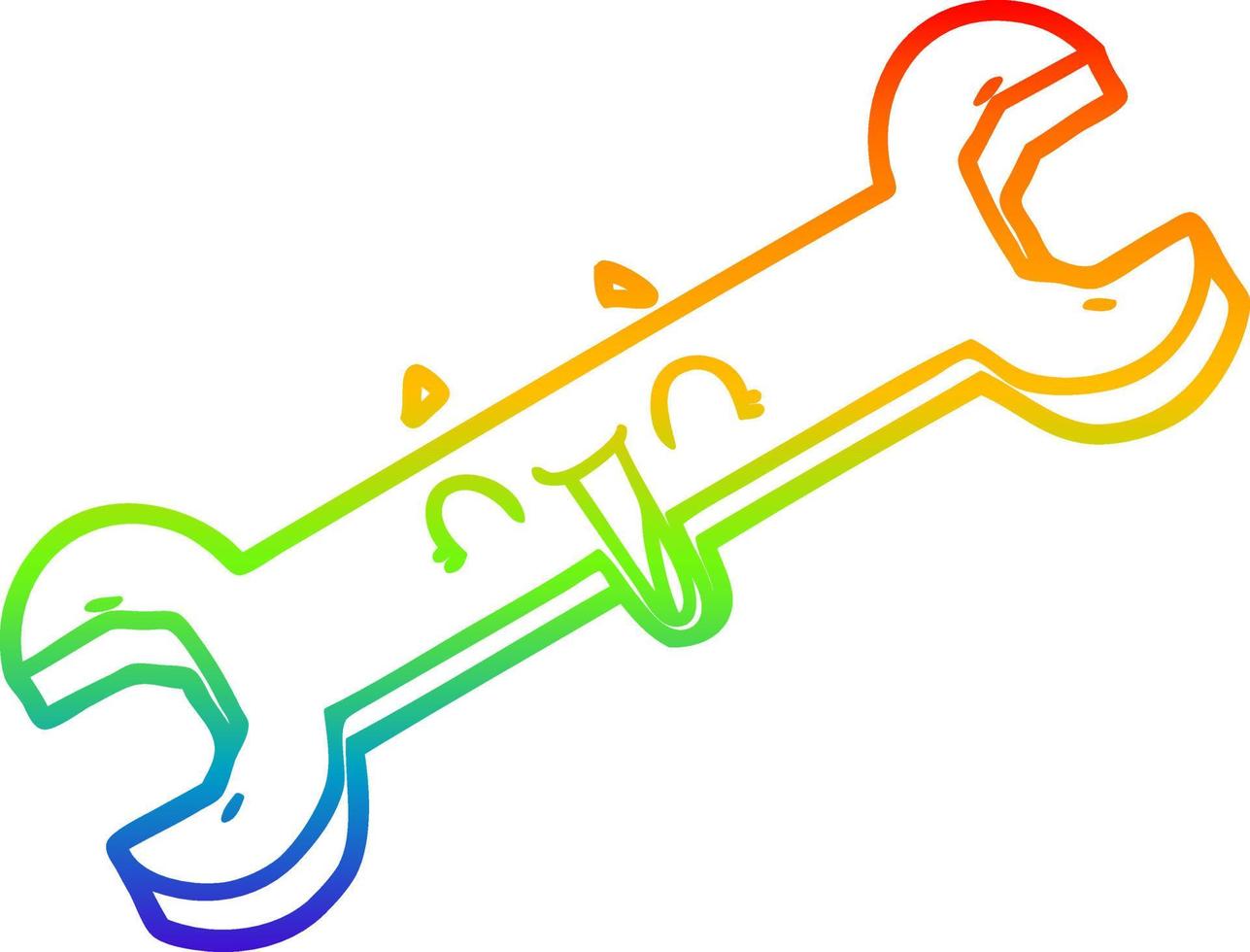 rainbow gradient line drawing cartoon laughing spanner vector