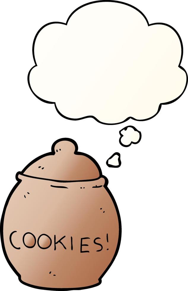 cartoon cookie jar and thought bubble in smooth gradient style vector