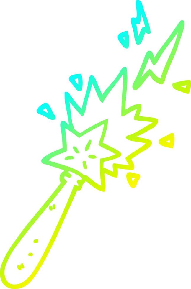 cold gradient line drawing cartoon magic wand vector