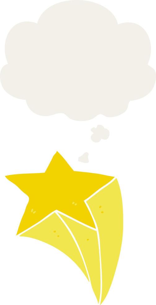 cartoon shooting star and thought bubble in retro style vector