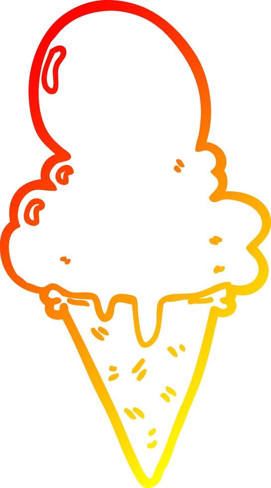 warm gradient line drawing cartoon ice cream vector