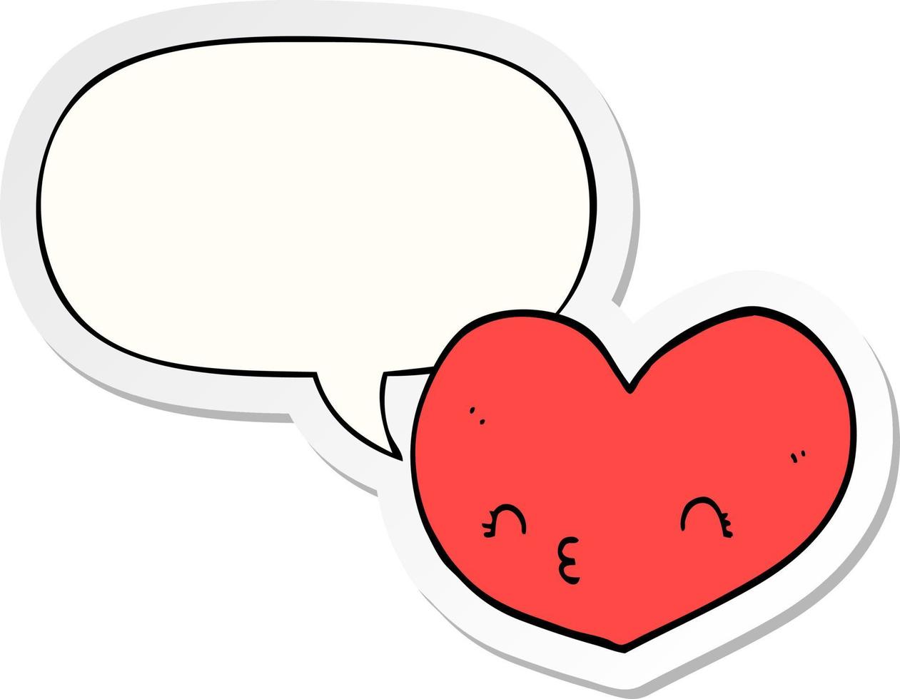 cartoon heart and face and speech bubble sticker vector