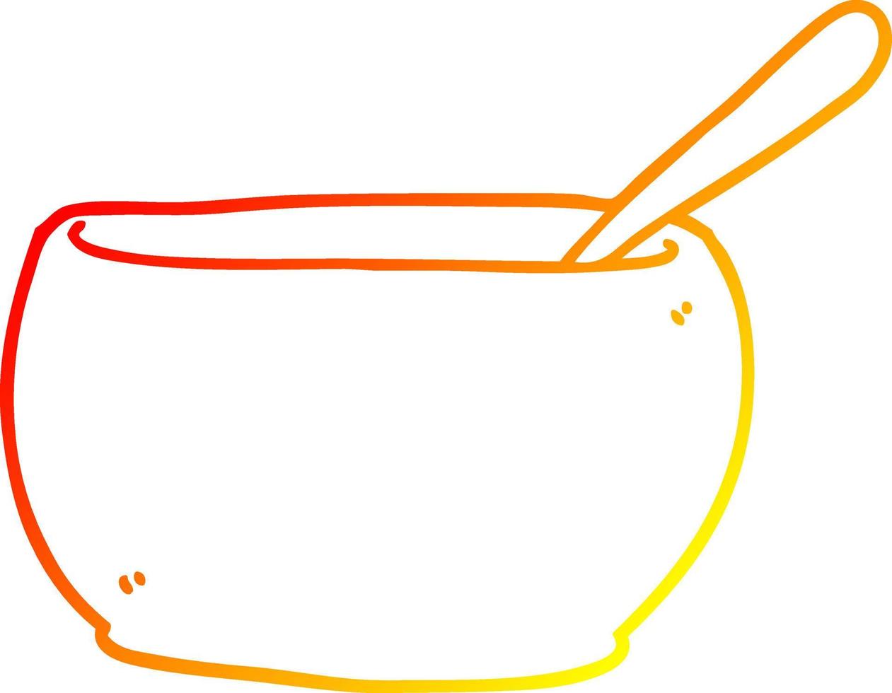 warm gradient line drawing cartoon soup bowl vector