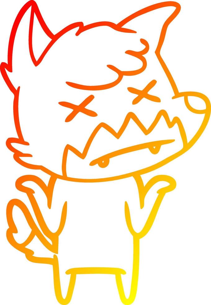 warm gradient line drawing cartoon dead fox vector