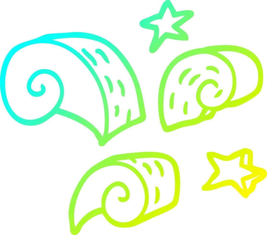 cold gradient line drawing cartoon swirl decorative elements vector