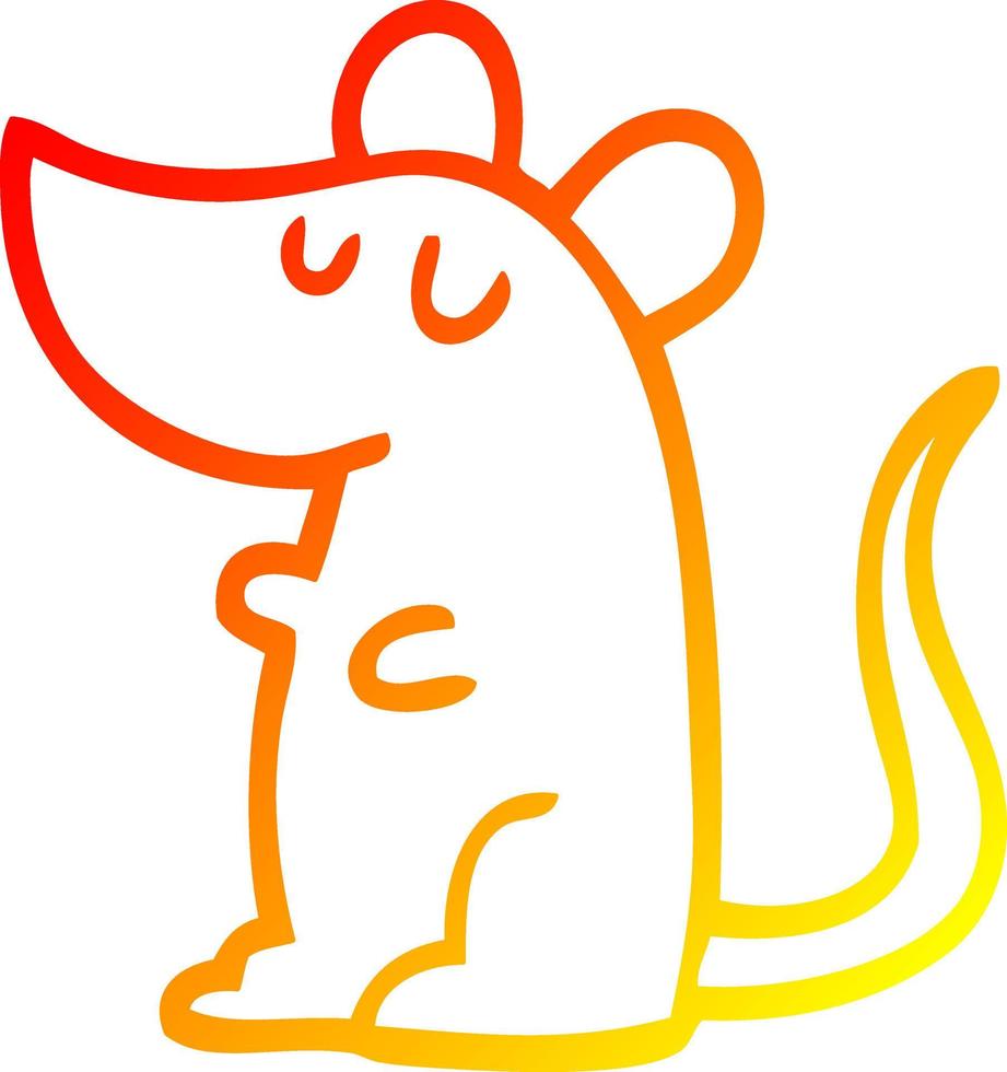 warm gradient line drawing cartoon mouse vector