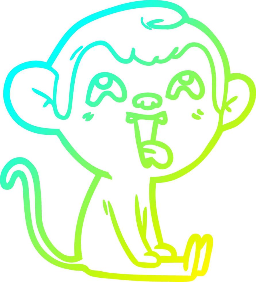 cold gradient line drawing crazy cartoon monkey vector