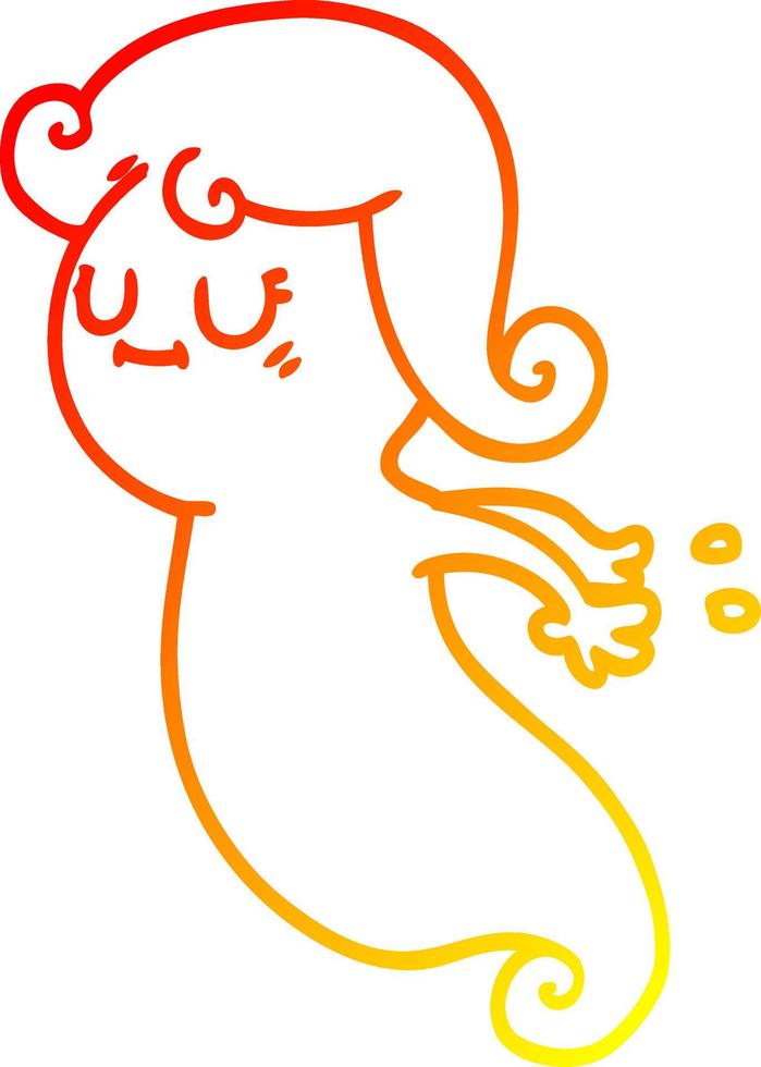 warm gradient line drawing cartoon ghost vector