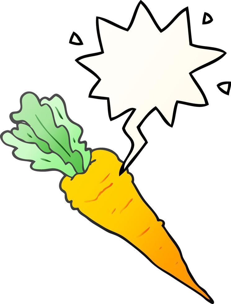 cartoon carrot and speech bubble in smooth gradient style vector