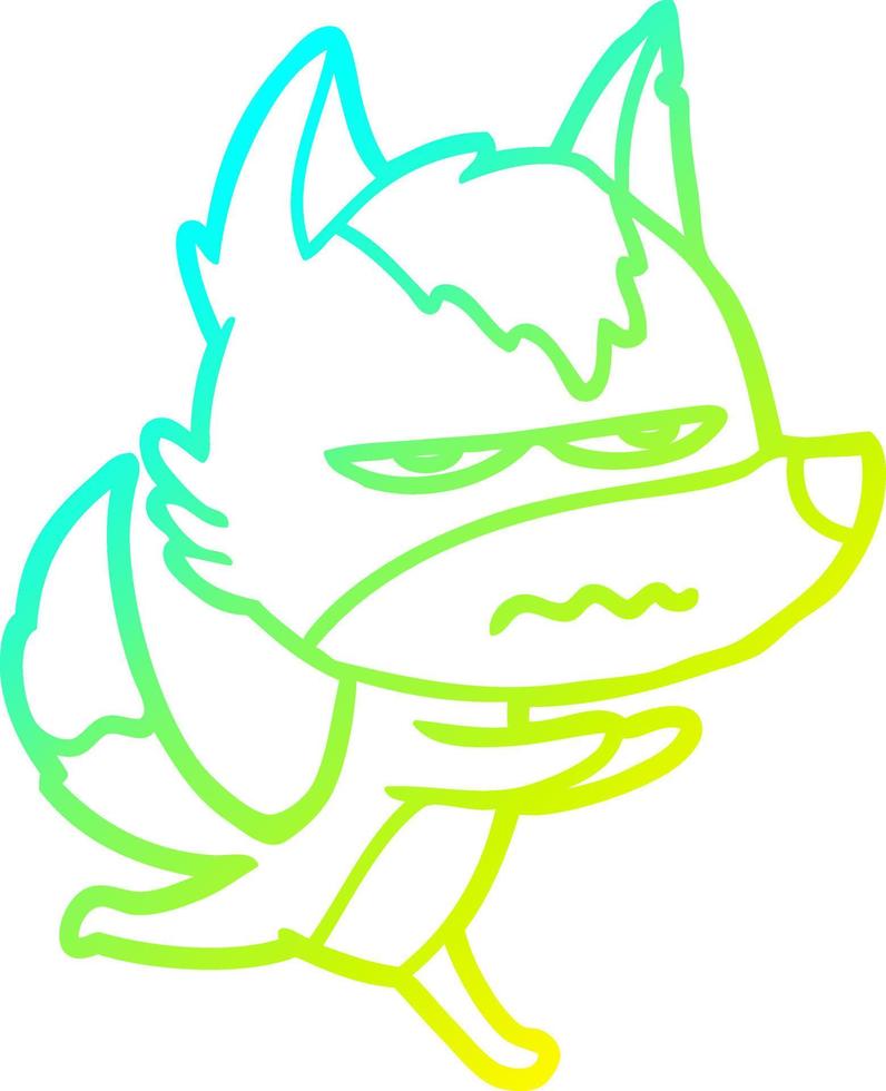 cold gradient line drawing cartoon annoyed wolf vector