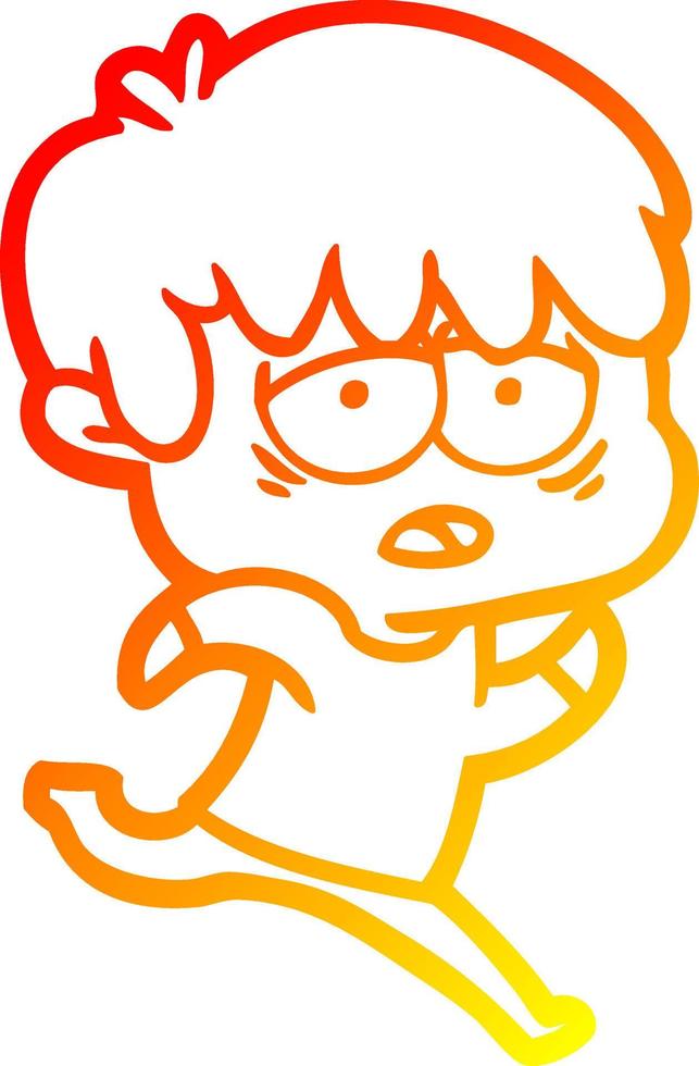 warm gradient line drawing cartoon exhausted boy vector