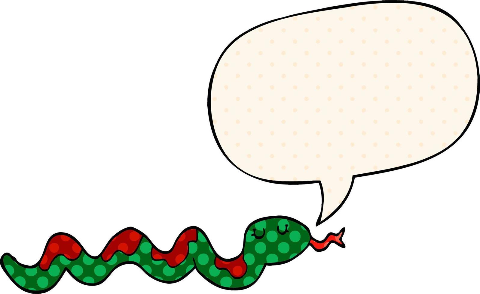 cartoon snake and speech bubble in comic book style vector