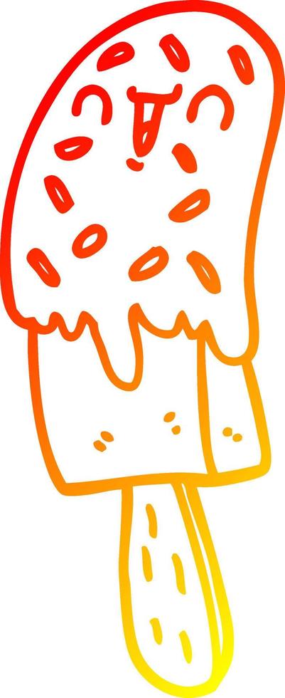 warm gradient line drawing cartoon ice lolly vector