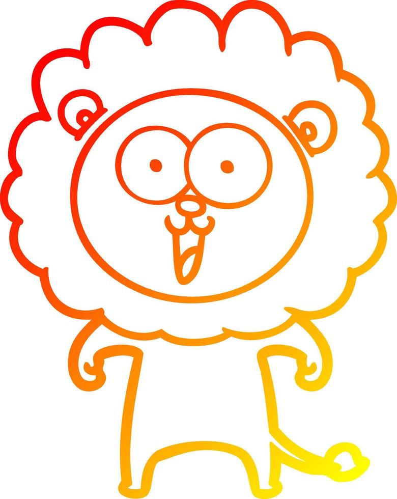 warm gradient line drawing happy cartoon lion vector