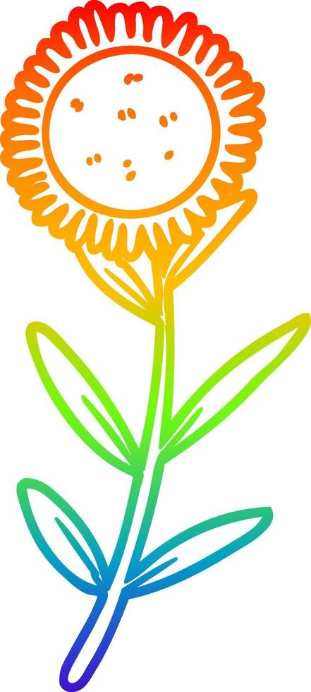 rainbow gradient line drawing cartoon sunflower vector