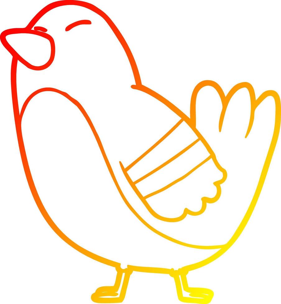 warm gradient line drawing cartoon bird vector