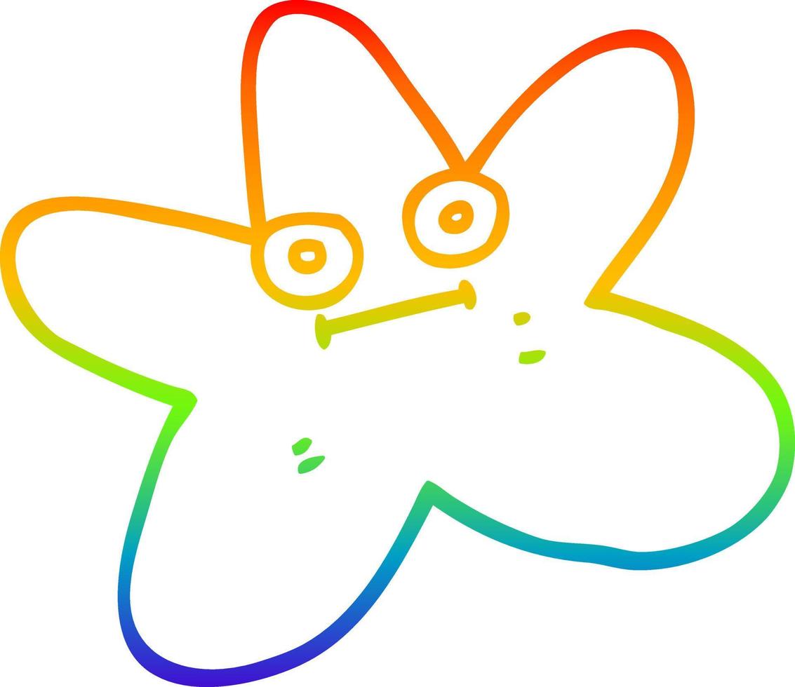 rainbow gradient line drawing cartoon star fish vector