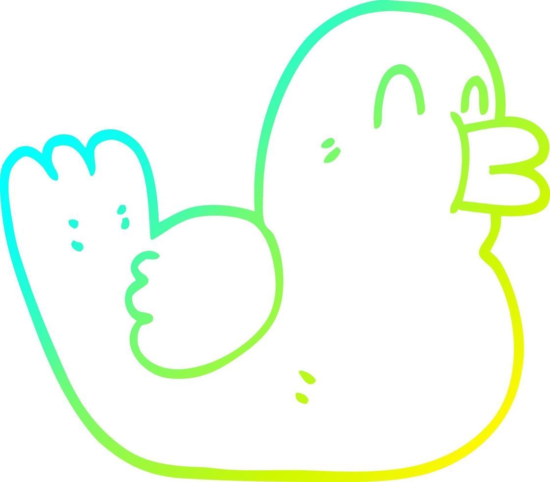 cold gradient line drawing cartoon happy duck vector