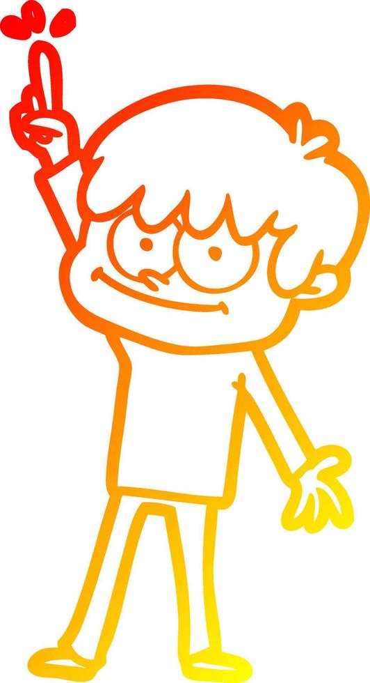 warm gradient line drawing happy cartoon man vector