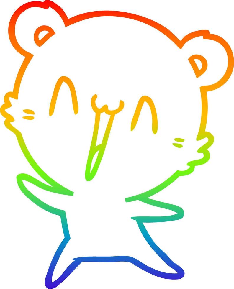rainbow gradient line drawing happy bear cartoon vector