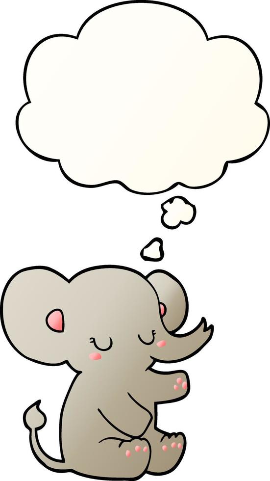 cartoon elephant and thought bubble in smooth gradient style vector