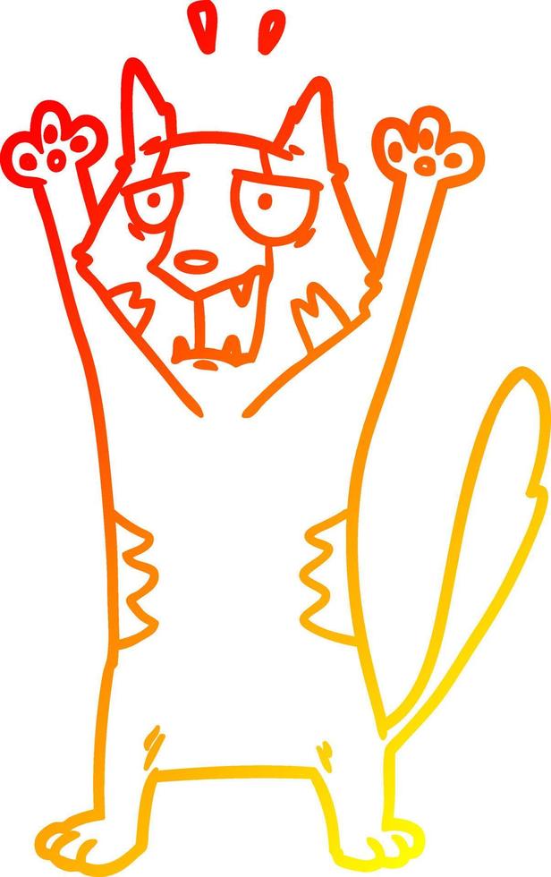 warm gradient line drawing cartoon panicking cat vector