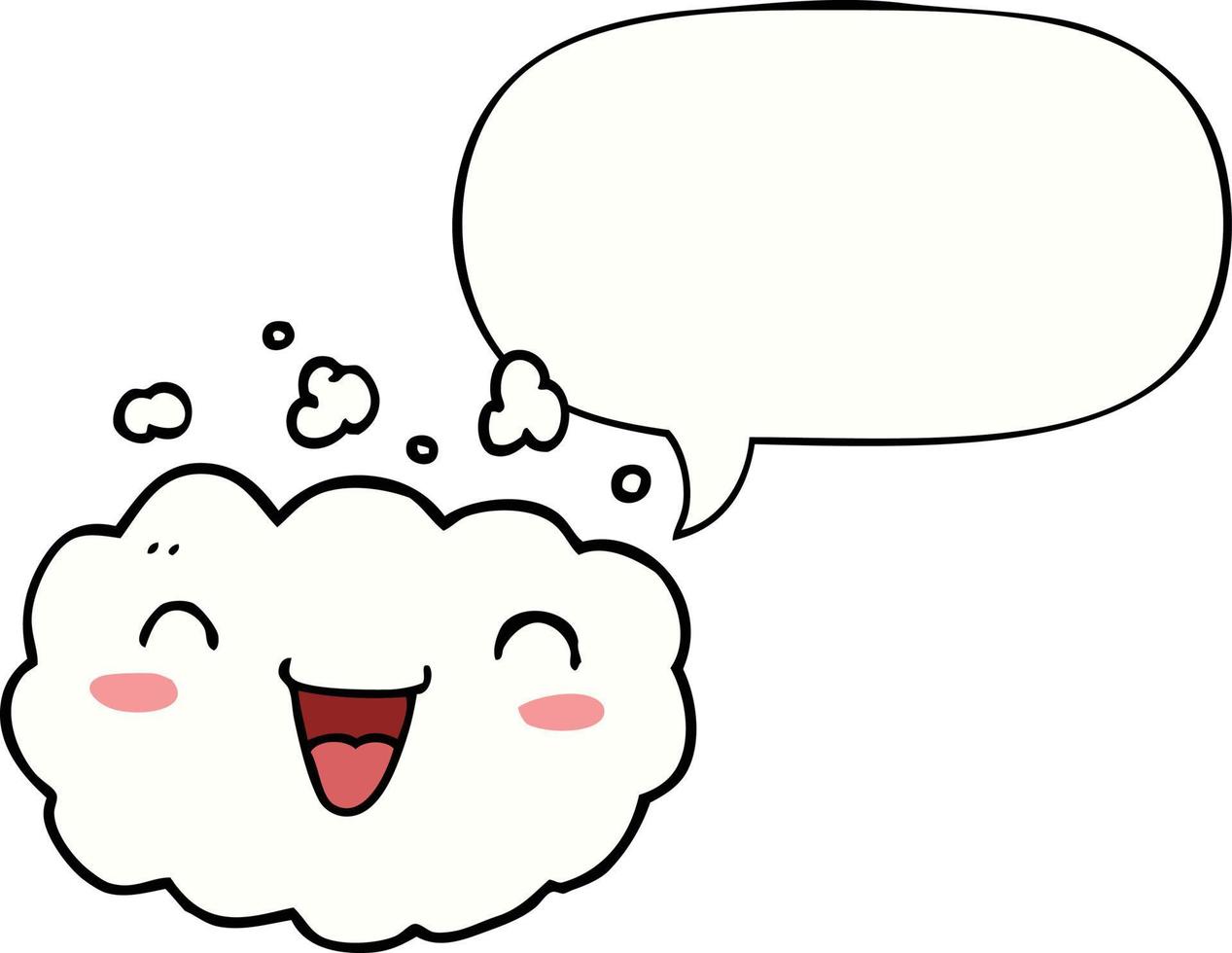 nube de dibujos animados feliz y burbuja del habla vector