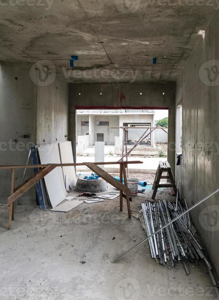 Inside of unfinished house photo