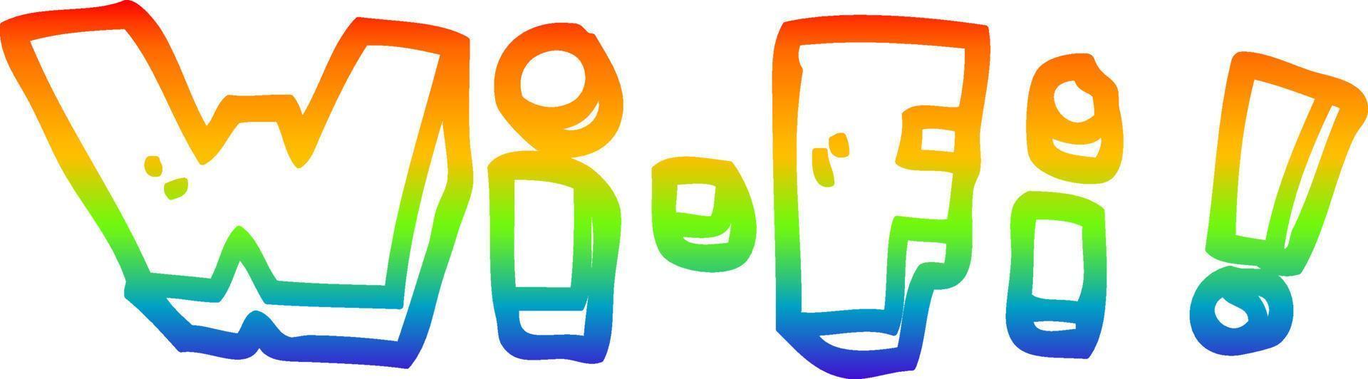 rainbow gradient line drawing cartoon wi fi vector