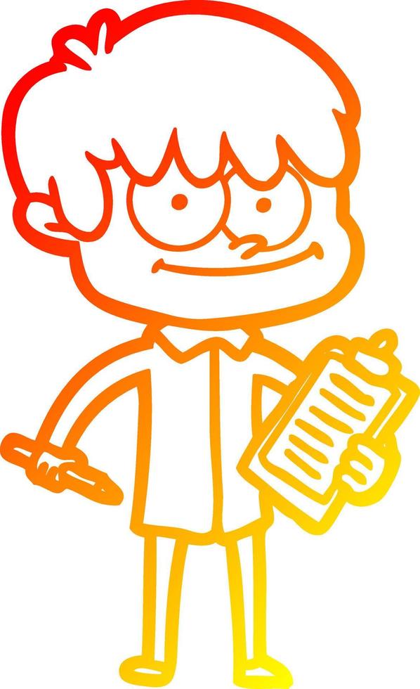 warm gradient line drawing happy cartoon man vector