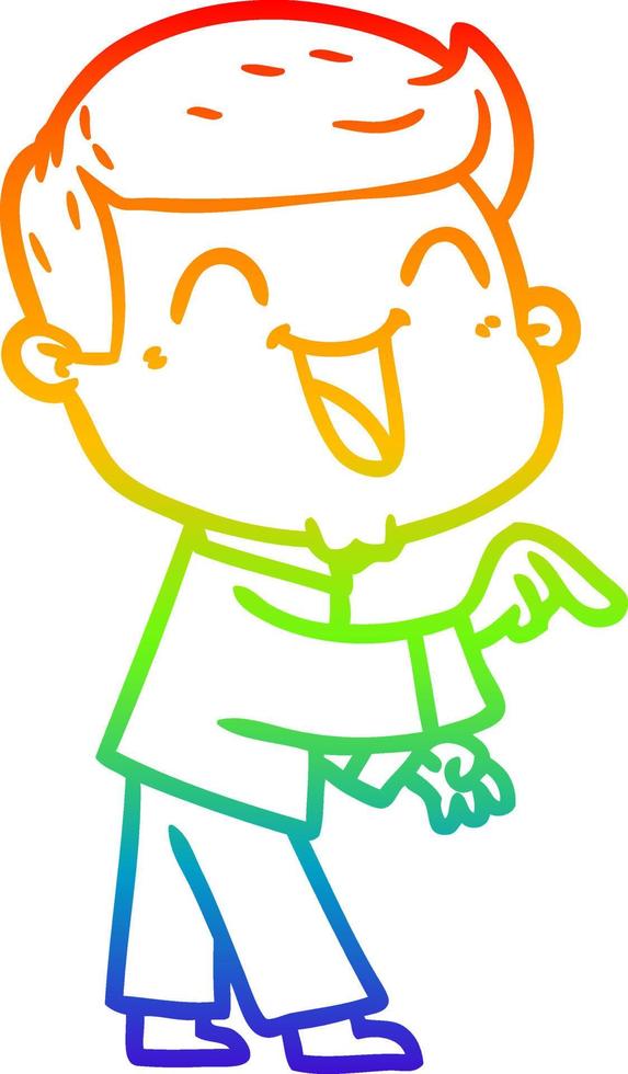 rainbow gradient line drawing cartoon man laughing vector