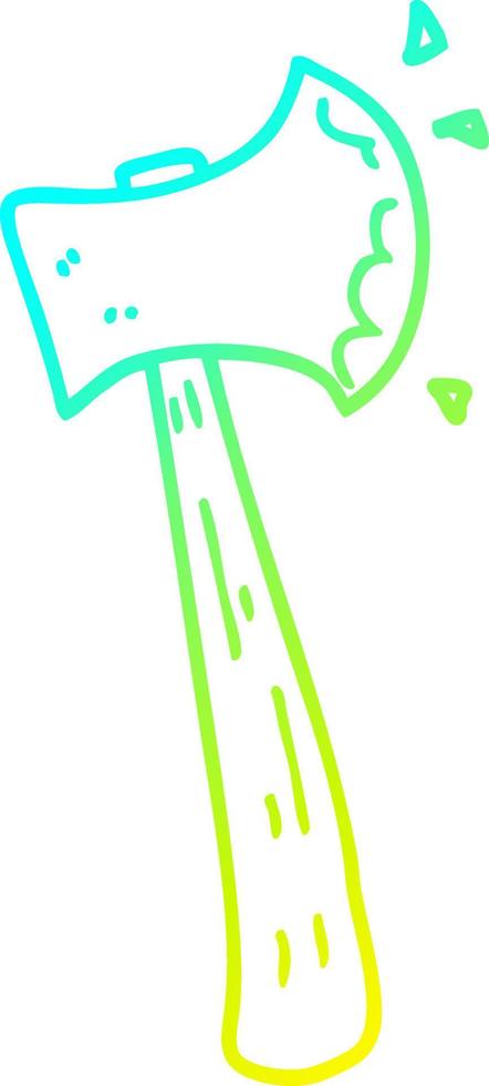 cold gradient line drawing cartoon axe vector