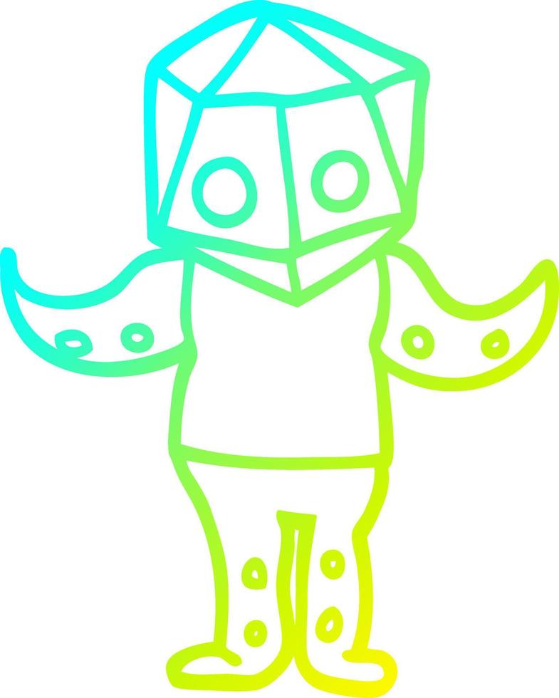 cold gradient line drawing cartoon weird alien vector