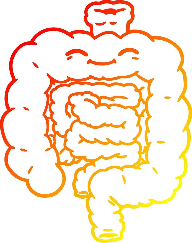 warm gradient line drawing cartoon intestines vector