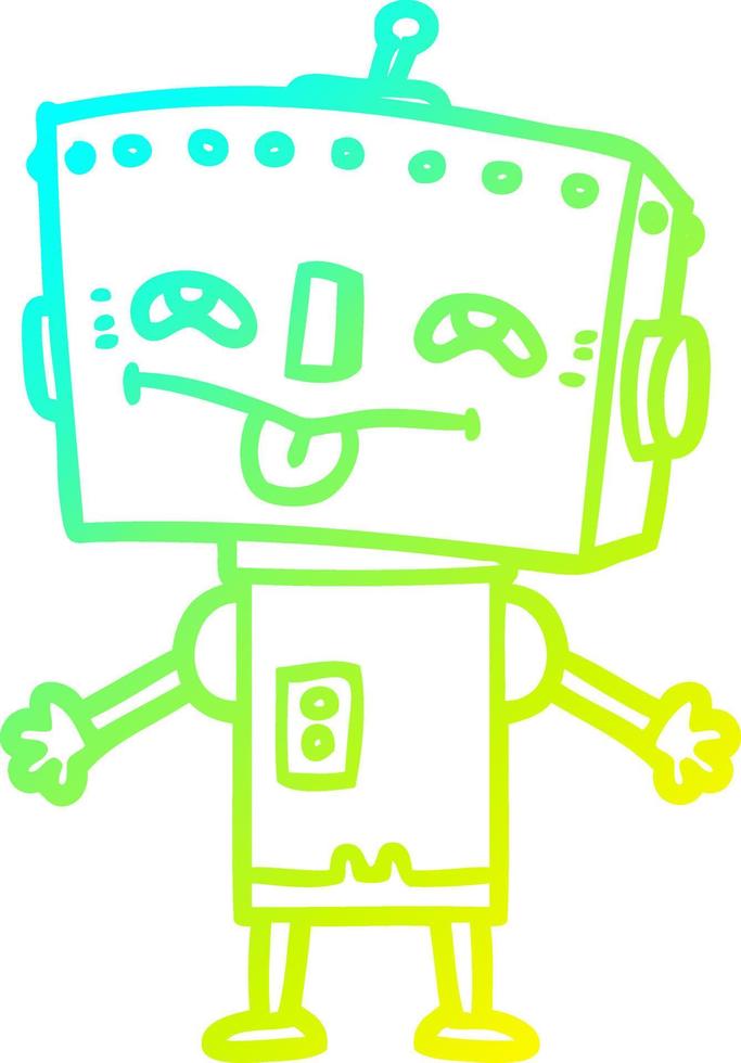 robot de dibujos animados de dibujo de línea de gradiente frío vector