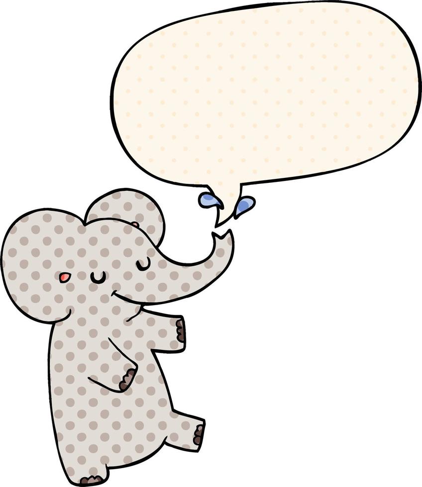 caricatura, elefante bailando, y, burbuja del discurso, en, cómico, estilo vector