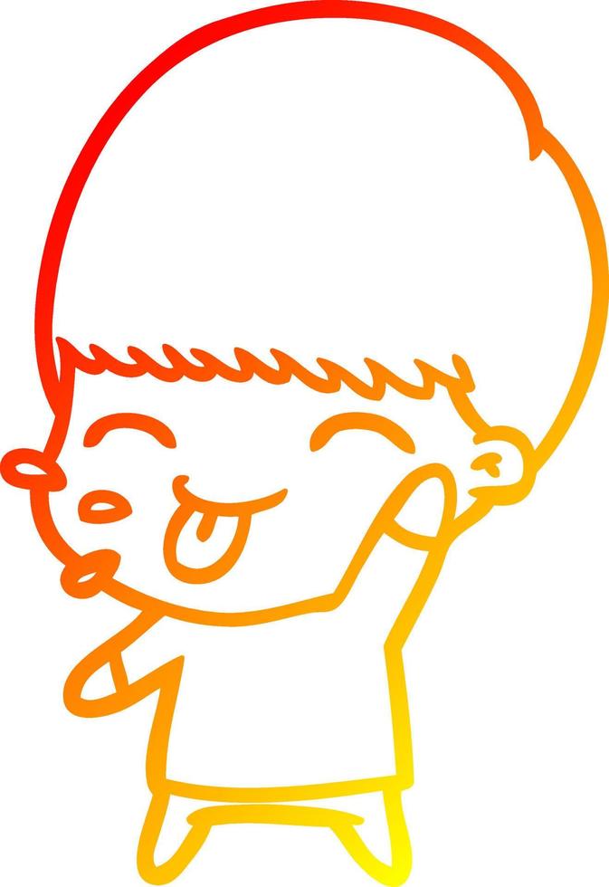 warm gradient line drawing cartoon calm boy vector