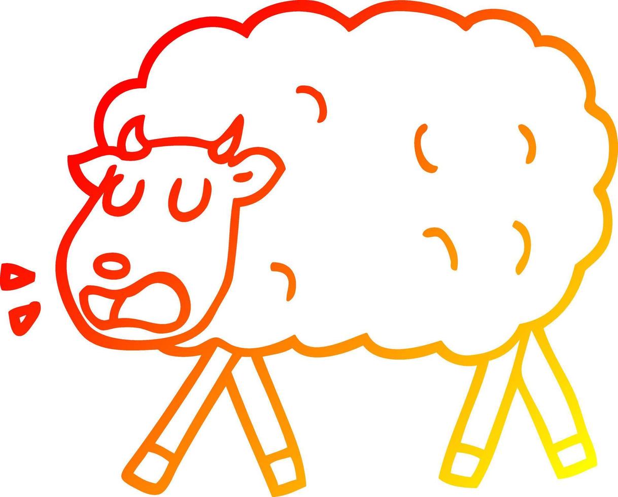 warm gradient line drawing cartoon sheep vector