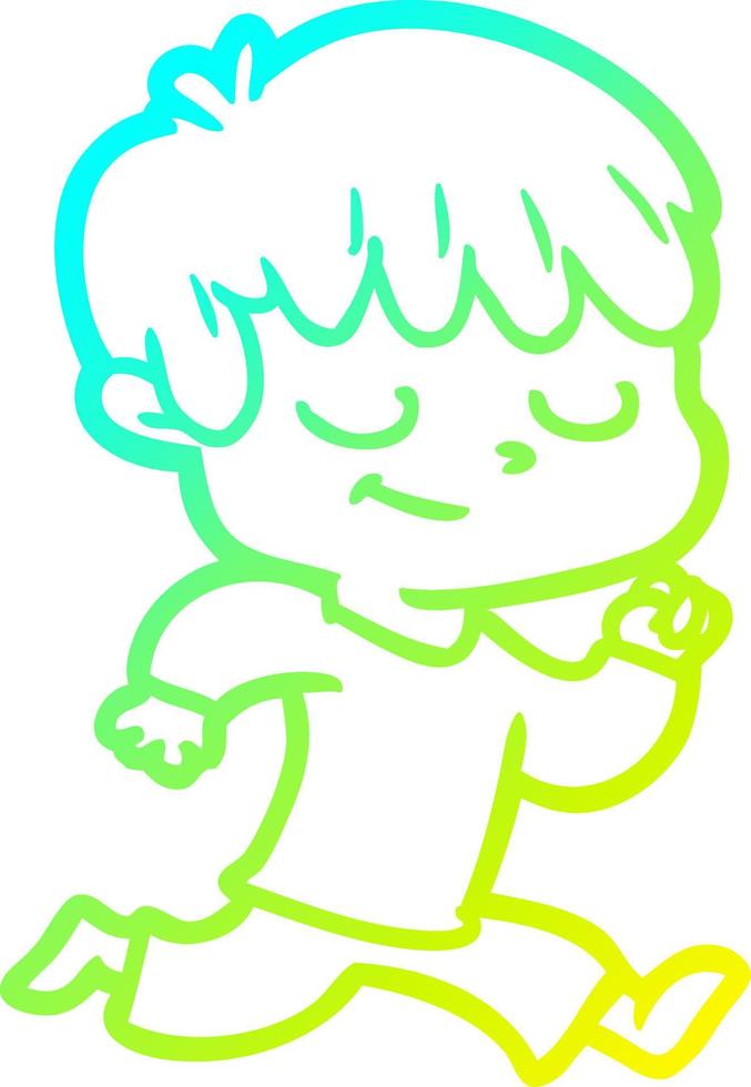 cold gradient line drawing cartoon happy boy vector