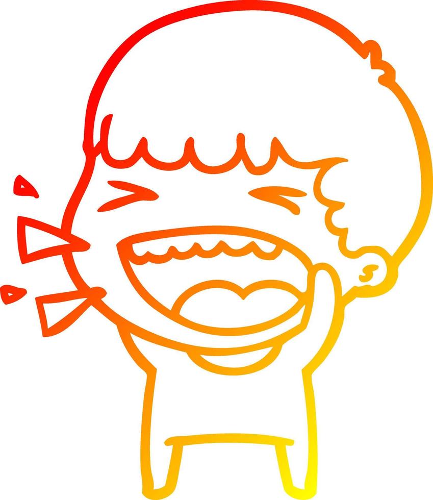 warm gradient line drawing cartoon laughing man vector