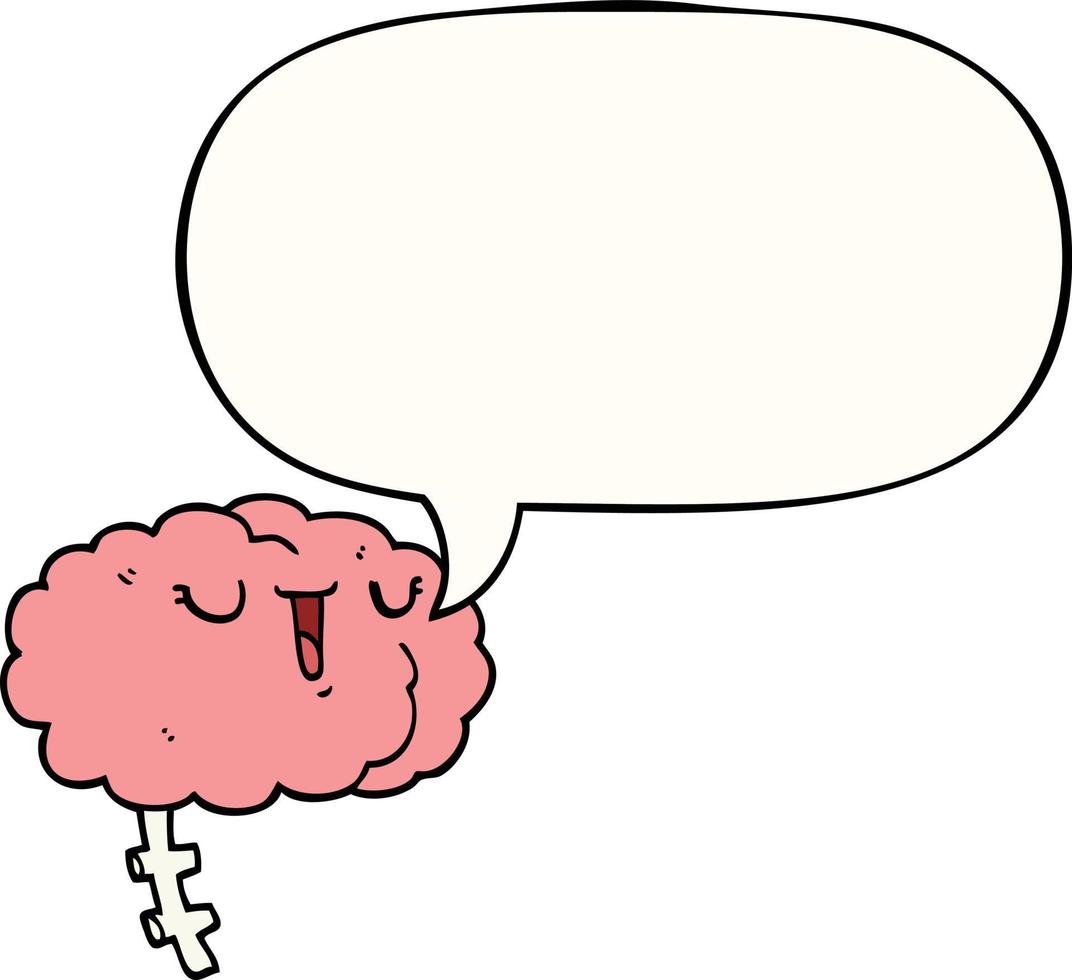 happy cartoon brain and speech bubble vector