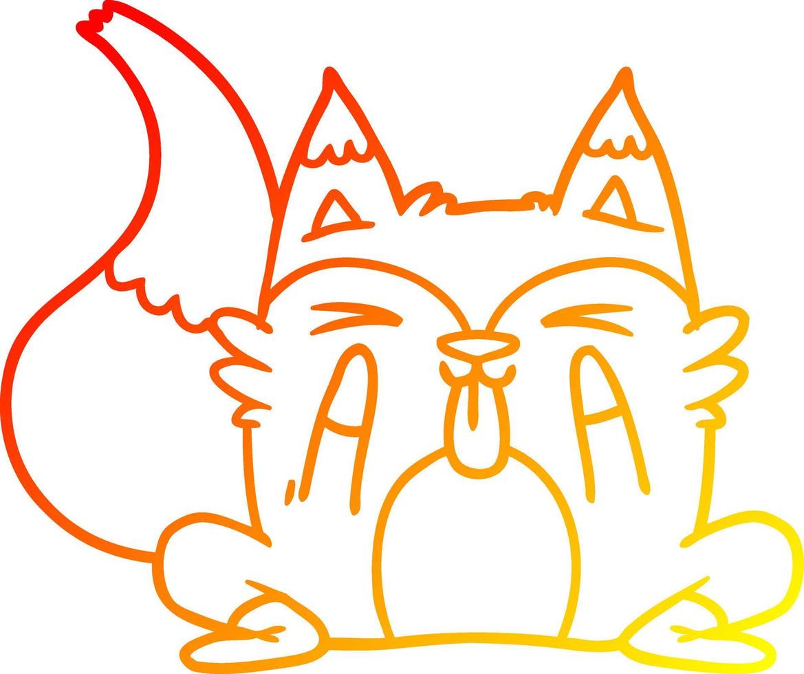 warm gradient line drawing funny cartoon fox vector